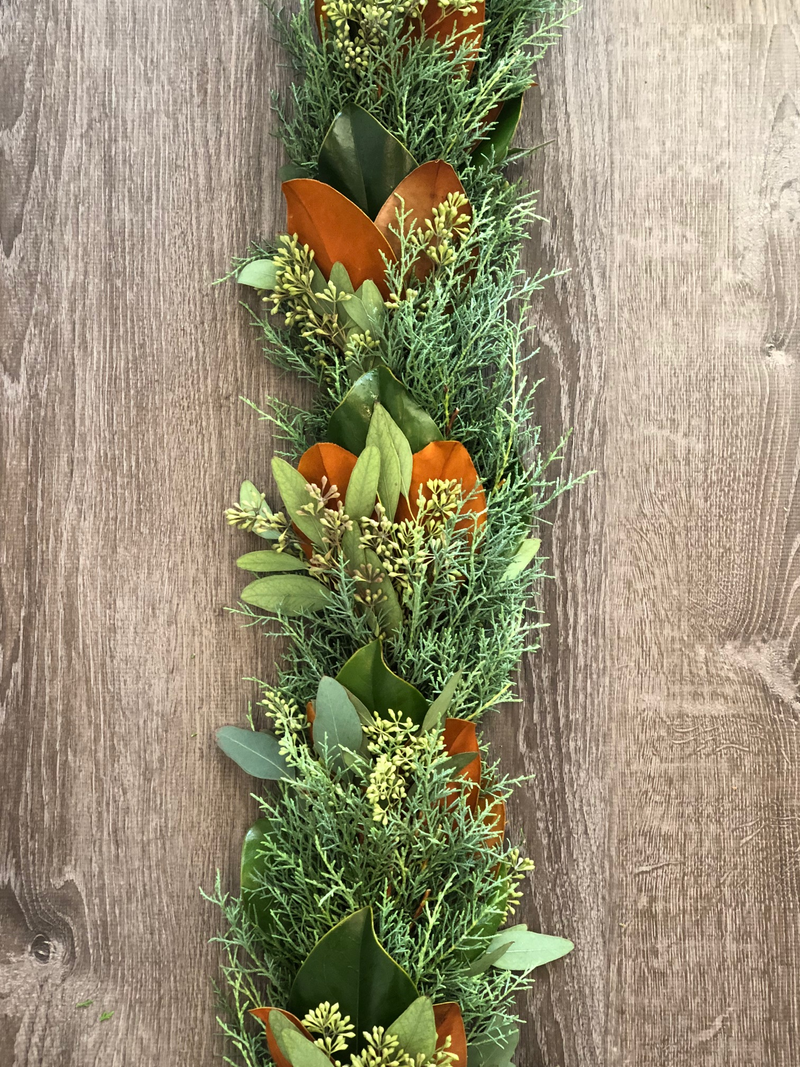Carolina Sapphire, Magnolia, and Seeded Eucalyptus Garland