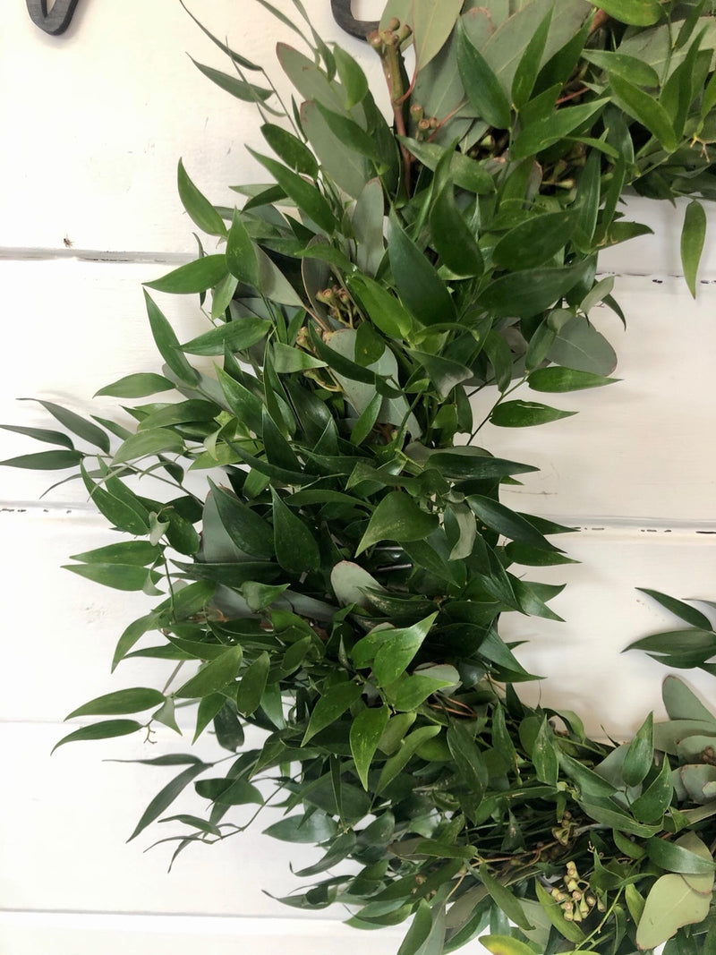 Italian Ruscus and Seeded Eucalyptus Wreath
