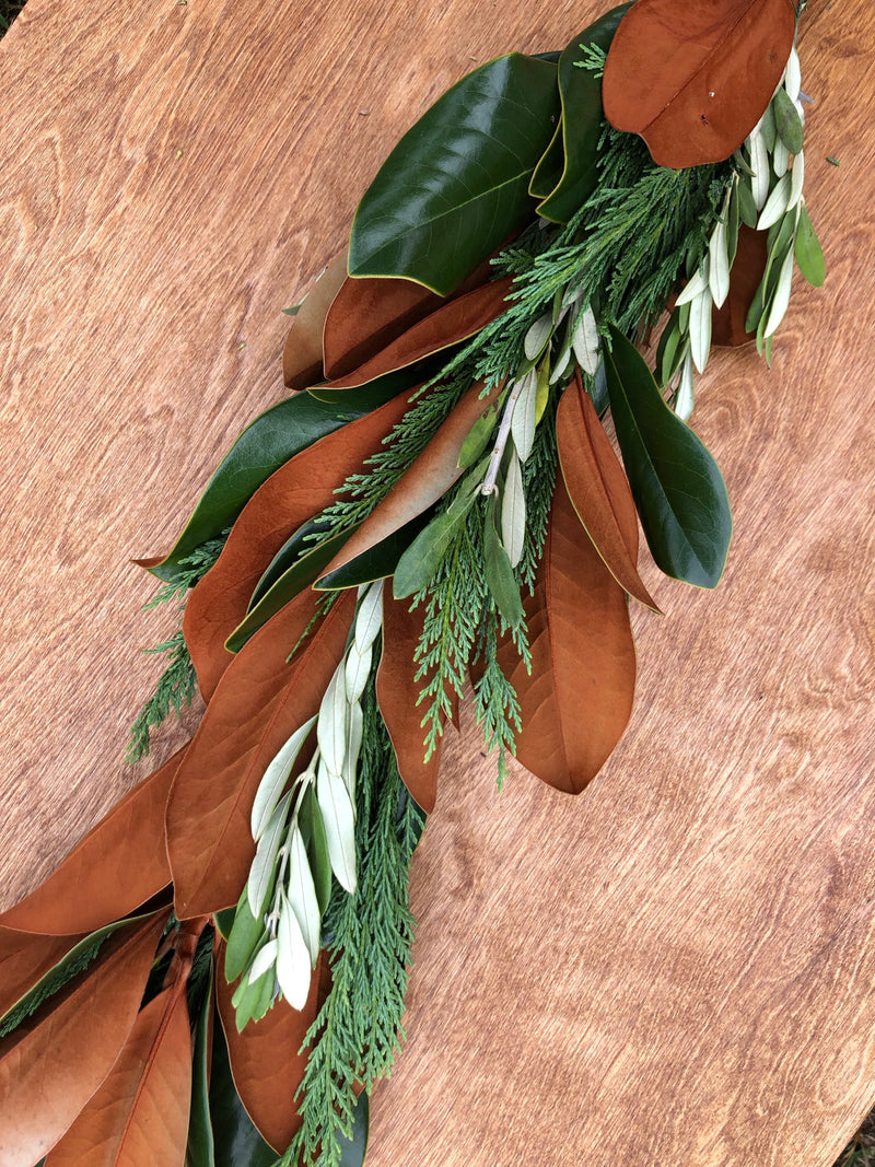 Leyland Cypress, Magnolia, and Olive Leaf Garland