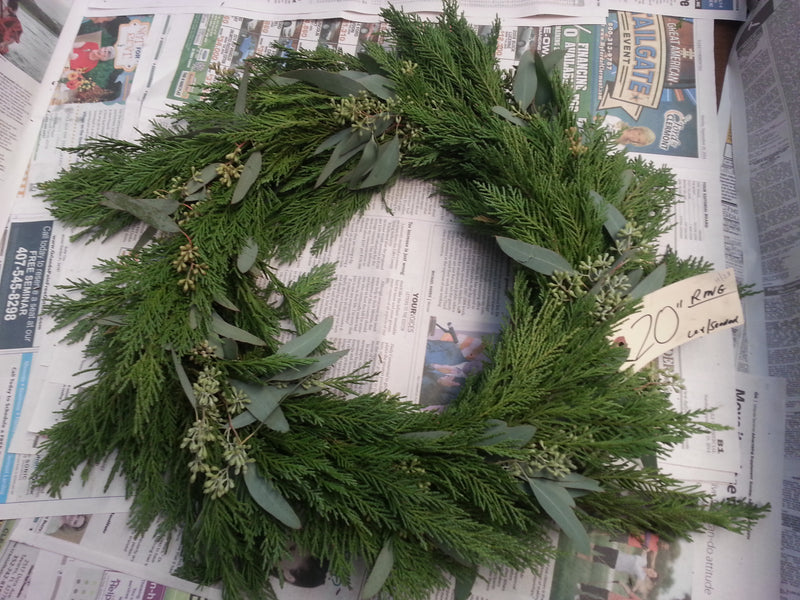 Leyland Cypress and Seeded Eucalyptus Wreath
