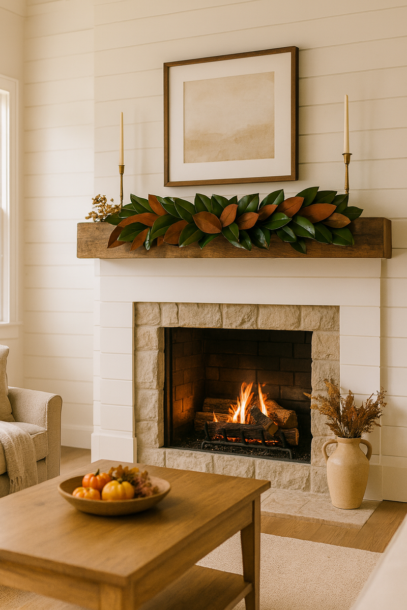 Fresh Magnolia Garland (6 ft Length) for Fall Table Centerpieces, Thanksgiving Decor, and Fall Weddings (TK)