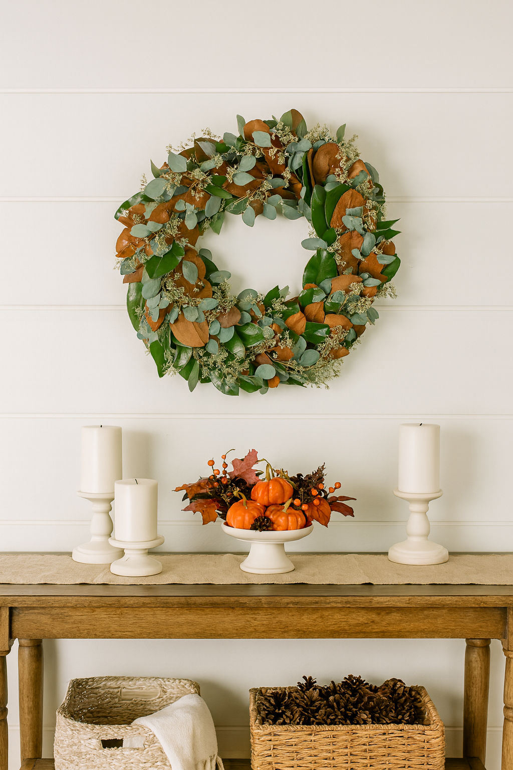 Magnolia & Seeded Eucalyptus Wreath – Fresh Greenery Elegance for Every Season