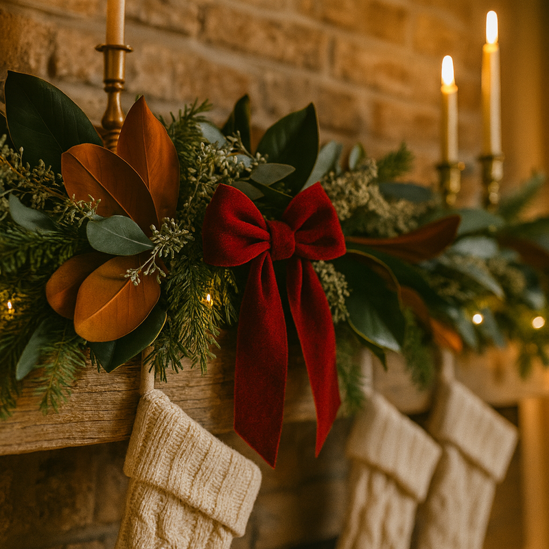 Magnolia, Fir & Seed Euc Garland | 4 ft, 6 ft, 10 ft | Christmas Collection, Christmas Décor & Weddings, Christmas Centerpieces (TK)