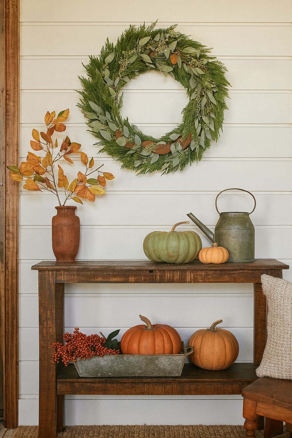 Leyland Cypress and Seeded Eucalyptus Wreath