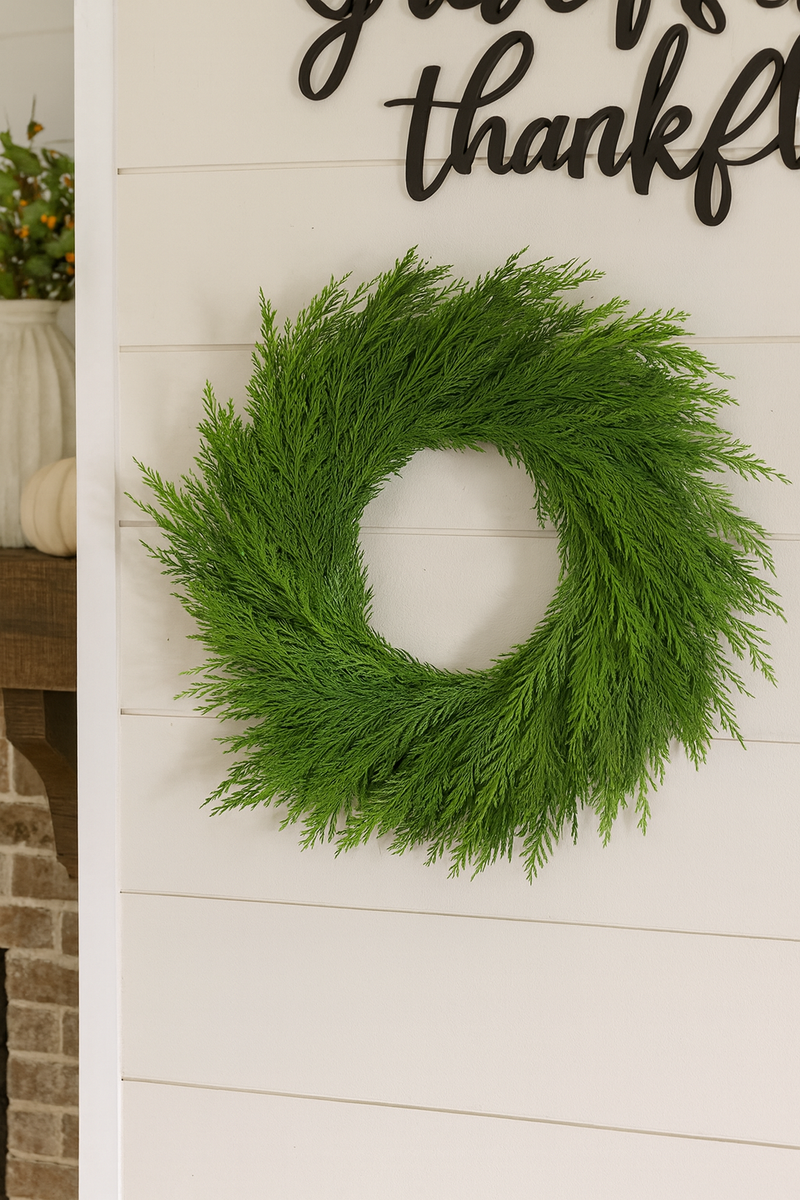 🌿 Fresh Leyland Cypress Wreath – Classic Greenery for Doors, Mantels & Holiday Décor  Available in 18” & 24” sizes (larger custom sizes available by request)