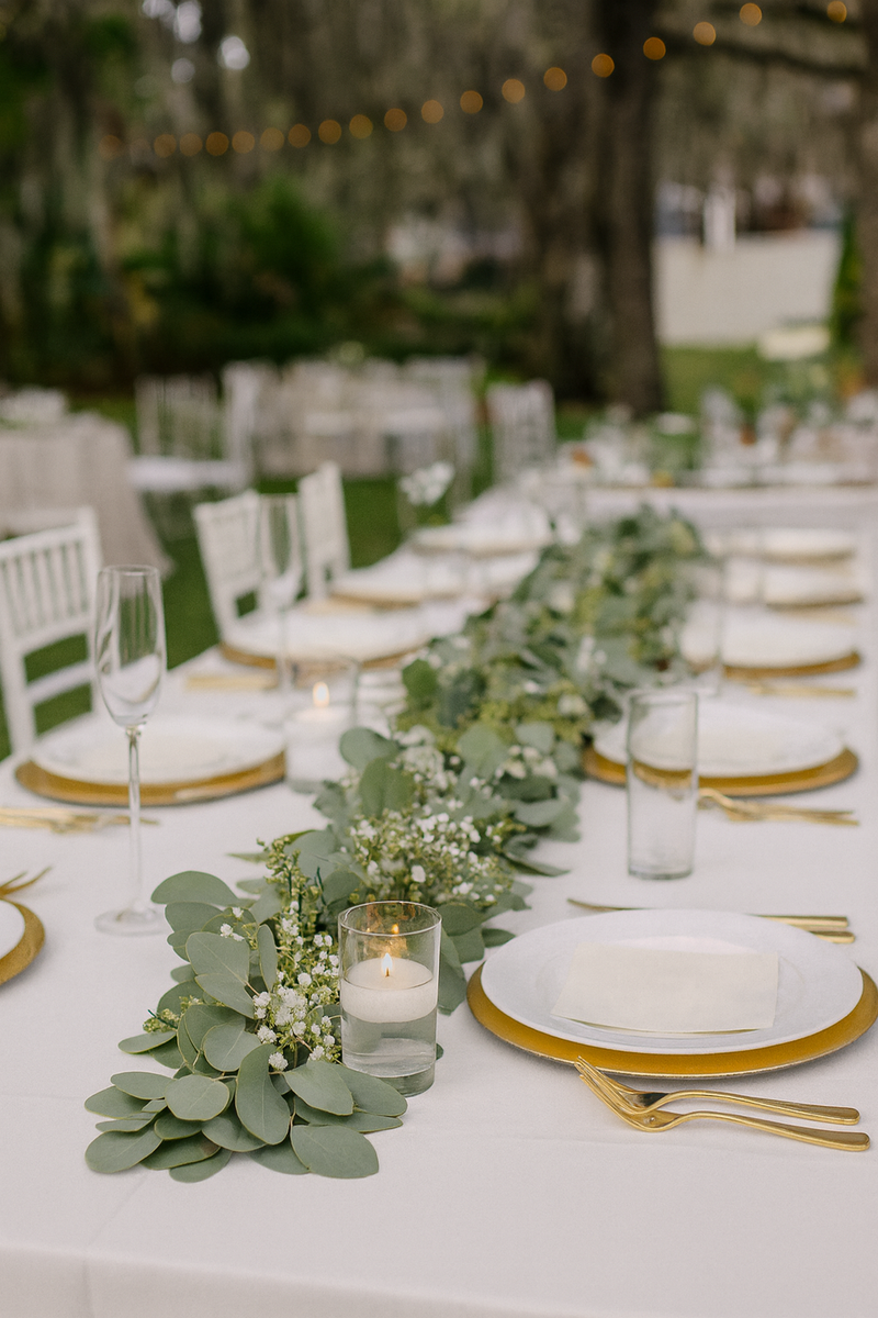 eucalyptus and succulent garland Silver Dollar, Seeded Eucalyptus, and Babys Breath Garland