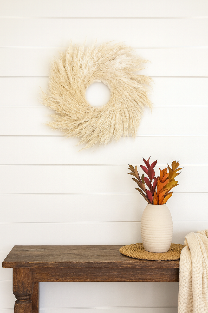 Natural Pampas Grass Wreath – Boho Chic Wall & Door Decor 🌾✨