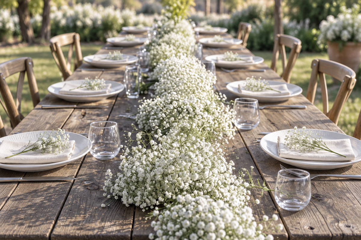 A Table Set with a Cloud of Blooms.