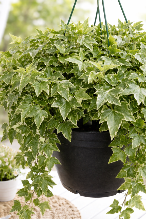 types of hanging ivy plants Variegated English Ivy Plant in Hanging Basket – Lush, Air-Purifying Indoor/Outdoor Greenery