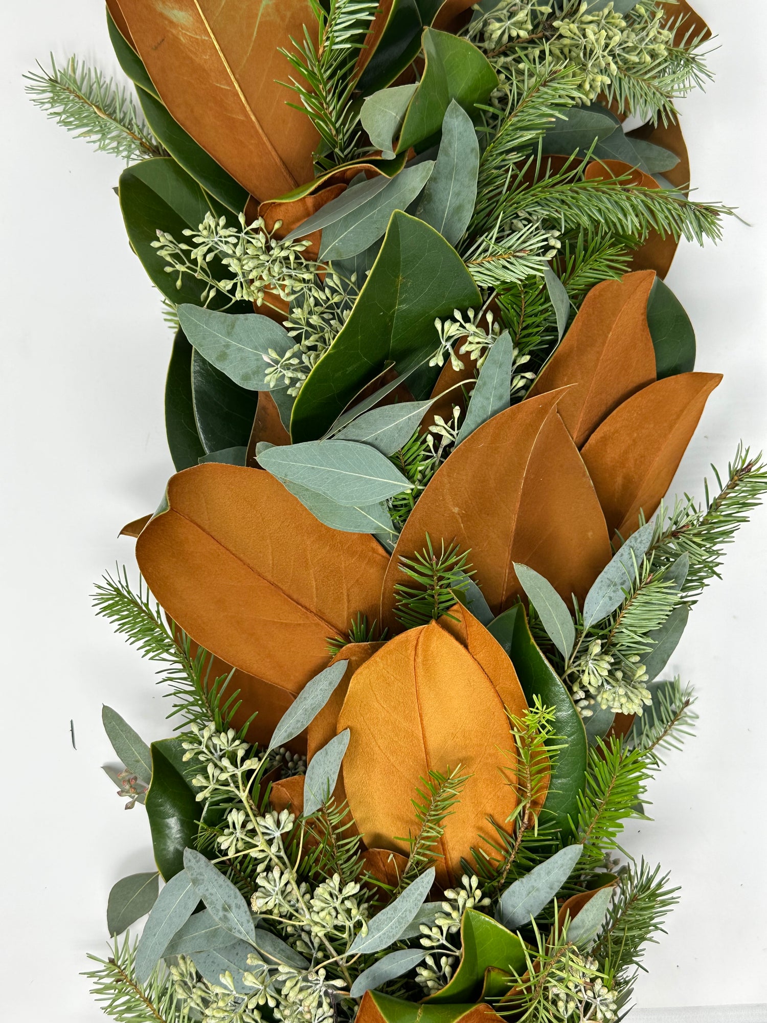 Magnolia, Fir, Seeded Eucalyptus Garland