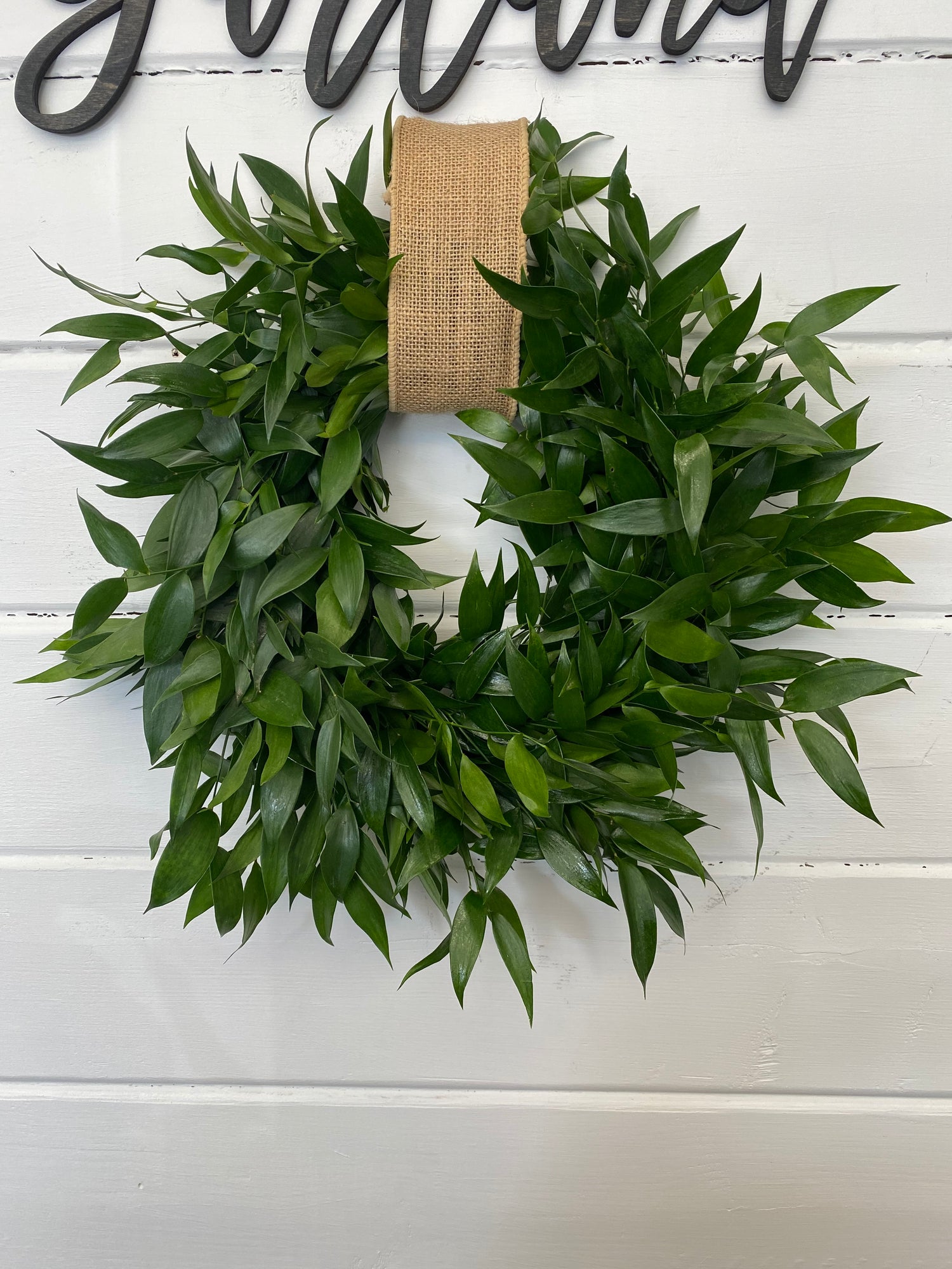 Italian Ruscus Wreath – Simple Elegance for Doors, Mantels & Events
