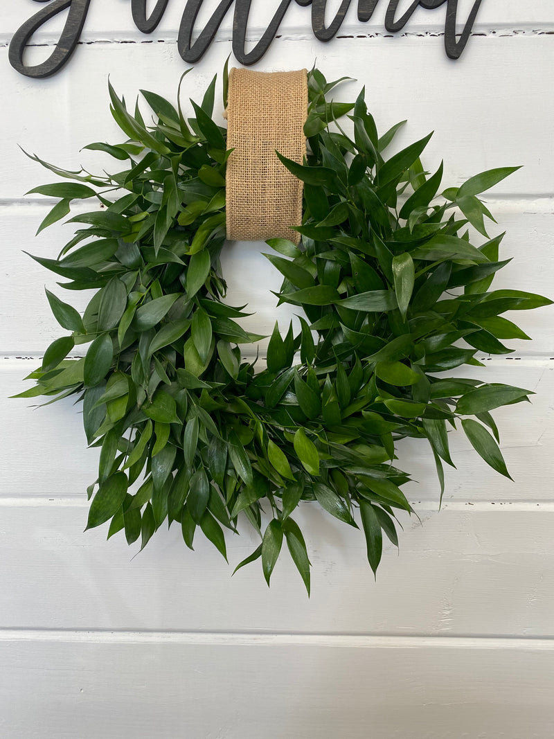 Italian Ruscus Wreath – Simple Elegance for Doors, Mantels & Events