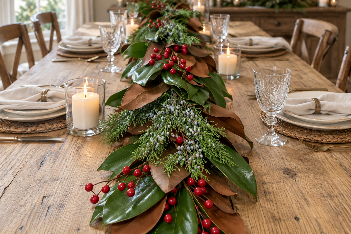 Magnolia, Blueberry Cedar, and Red Berries