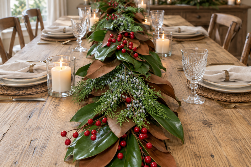 Magnolia, Blueberry Cedar, and Red Berries