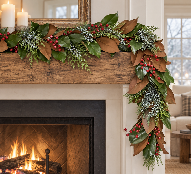 Magnolia, Blueberry Cedar, and Red Berries