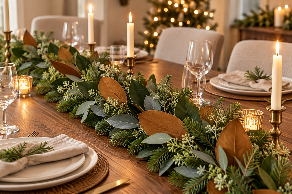 Set the Table with Christmas Greens.