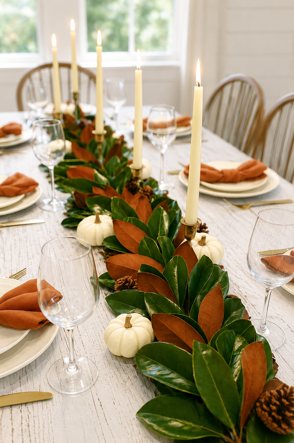 Fresh Magnolia Garland for Fall Table Centerpieces, Thanksgiving Decor, and Fall Weddings