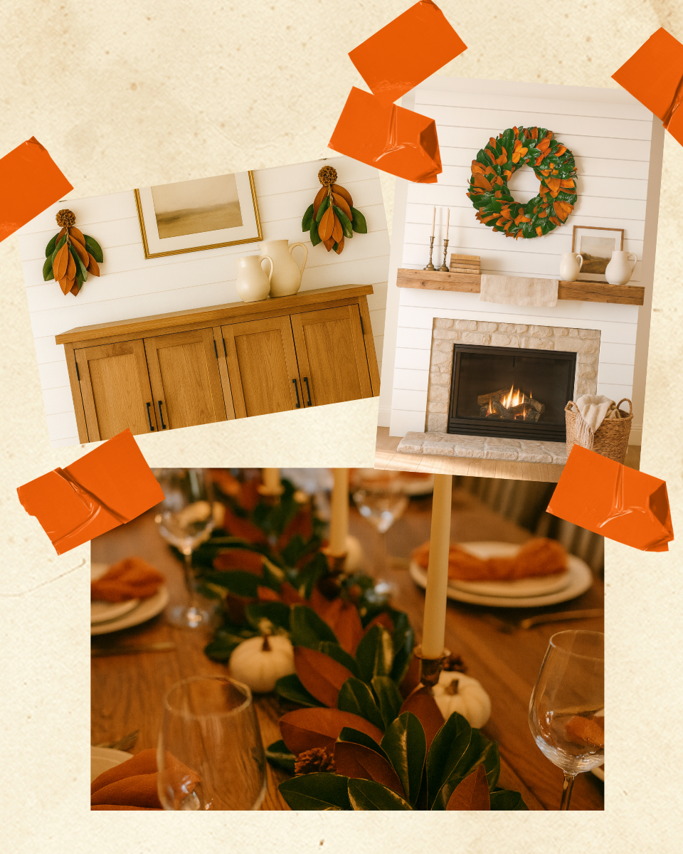 Lush Magnolia Home Décor Set — Wreath + Garland + Swags | Thanksgiving Decor