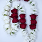 Red Freedom Rose, White Playa Blanca Rose & White Carnation- Flower Garland & Mala