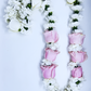 Pink Mondial Roses Blended with White Playa Blanca Rose and White Carnation - Flower Garland & Mala