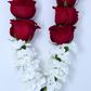 Red Freedom Rose, White Playa Blanca Rose & White Carnation- Flower Garland & Mala