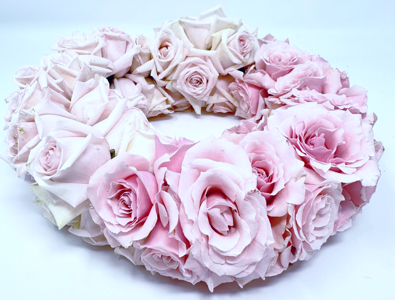 Pink Spray Rose and White Cream Porcelina Spray Rose - Flower Garland & Head Piece