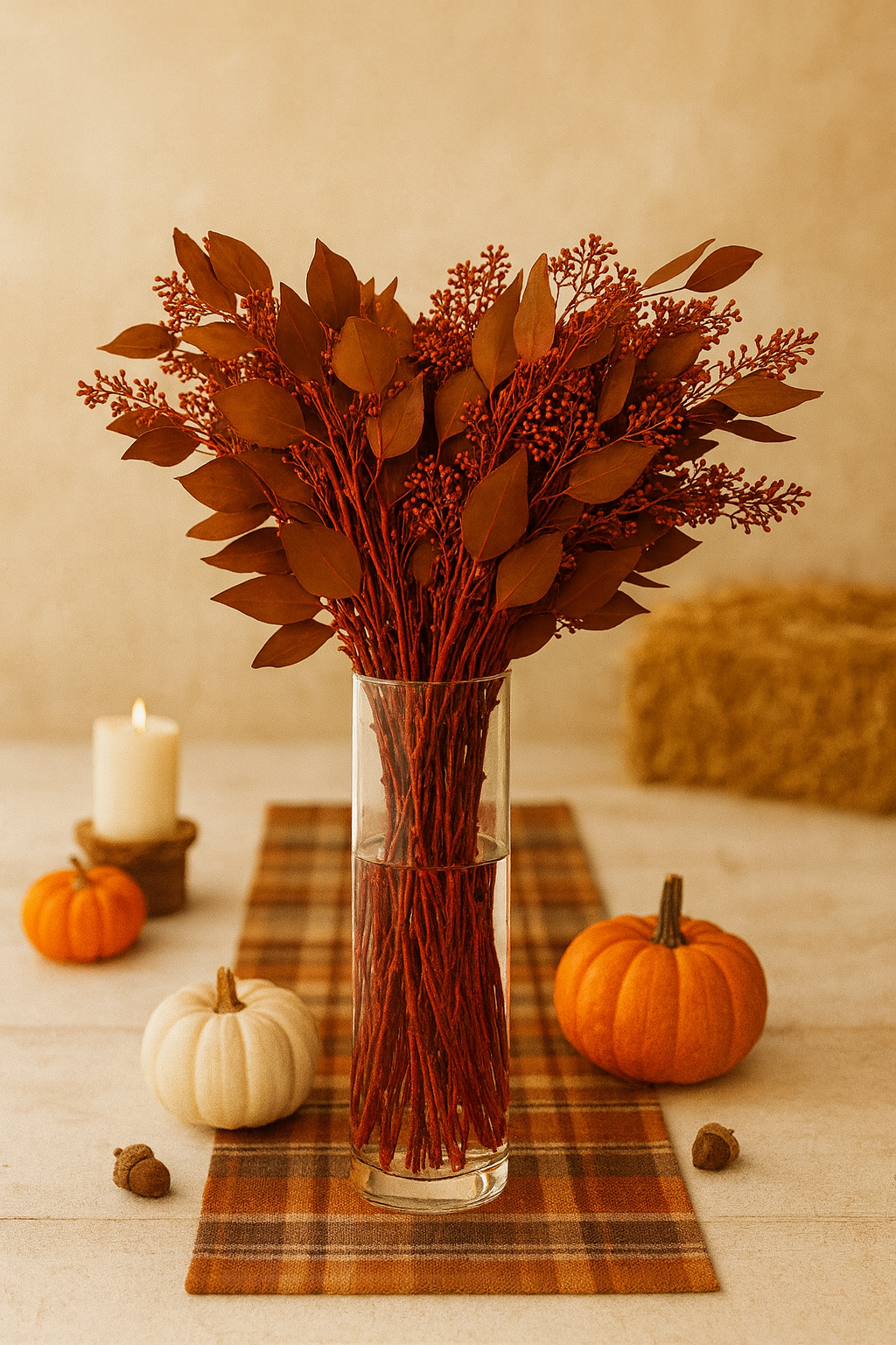 Fall Orange Tinted Seeded Eucalyptus