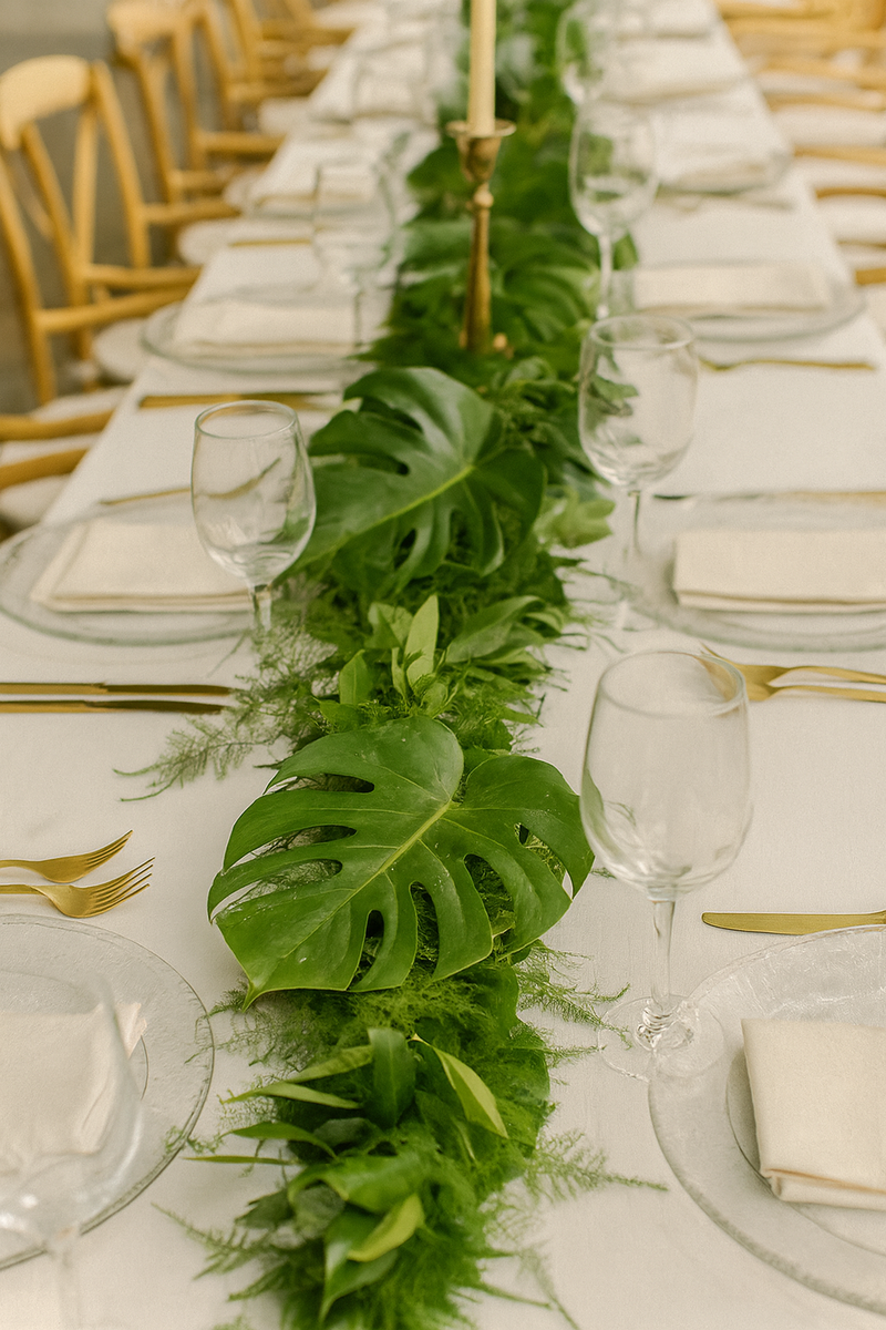 Monstera Leaf and Plumosus Garland