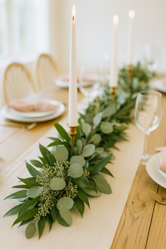 eucalyptus and succulent garland Nagi, Silver Dollar, and Seeded Eucalyptus Garland
