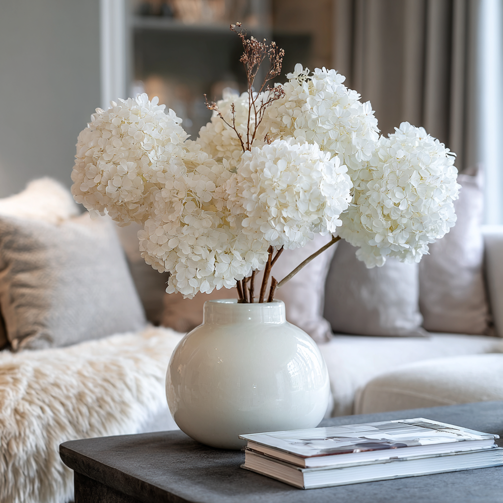 White Bleached Preserved Hydrangeas