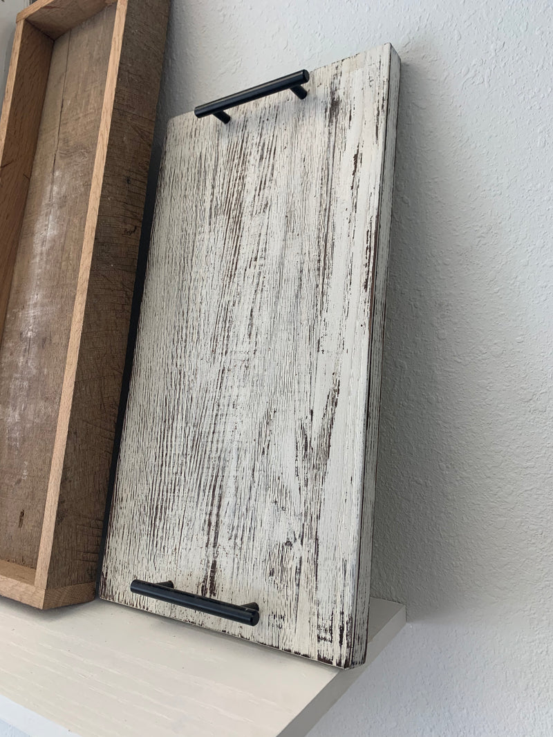 Wood Cutting Board with Handles... Distressed White Wash