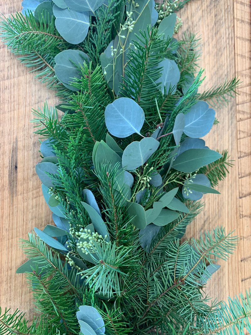 Christmas and Spring Combo. Noble Fir, Cypress, Silver Dollar Euc and Seeded Eucalyptus