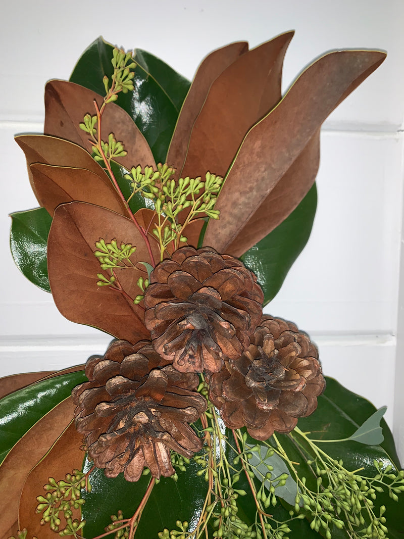 Magnolia and Seeded Eucalyptus Swag with Cones