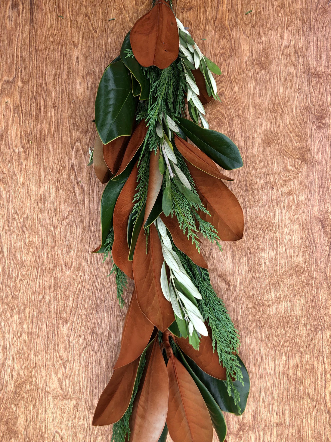 Leyland Cypress, Magnolia, and Olive Leaf Garland The Garland Guy