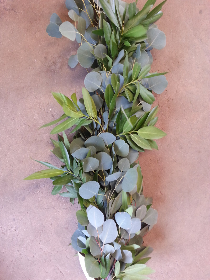 eucalyptus and succulent garland Silver Dollar Eucalyptus and Bay Leaf Garland