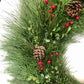 Leyland Cypress, Florida Pine, Boxwood, and Red Berries Wreath