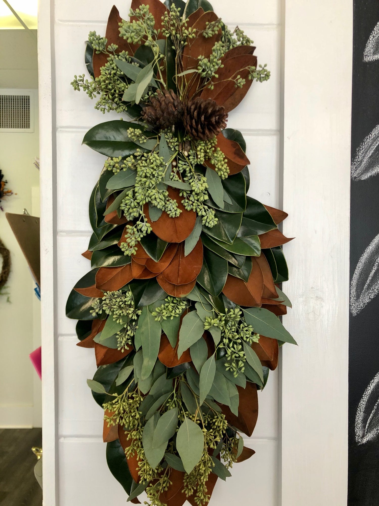 Magnolia and Seeded Eucalyptus Swag with Cones